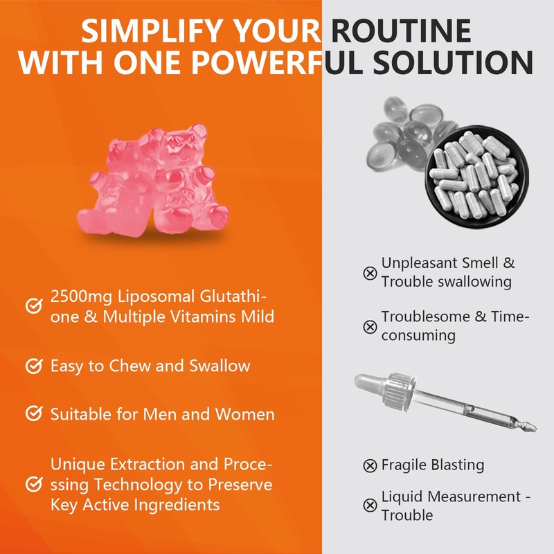 2 Packs 2500MG Liposome Glutathione Gummies, Composite L-Cysteine, Collocation Milk