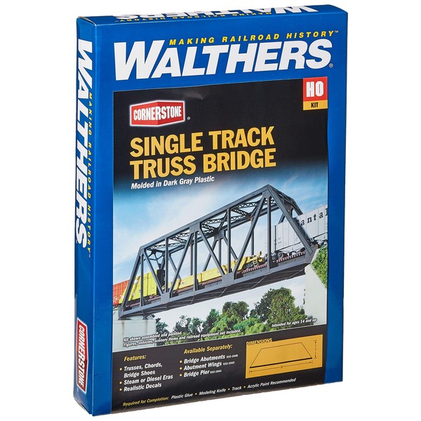 Walthers Cornerstone Series Kit 933-3185 Walthers Cornerstone HO Scale Model Single-Track Truss Bridge 1:87, 6 UK