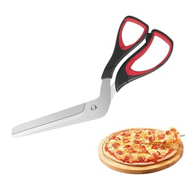 Pizza Scissors 27 cm Pizza Cutter with Sharp Stainless Steel Blade, Pizza Scissors Dishwasher Safe, Multifunctional Kitchen Scissors, Pizza Tools for Cutting Pizza Like a Professional (Black Red)