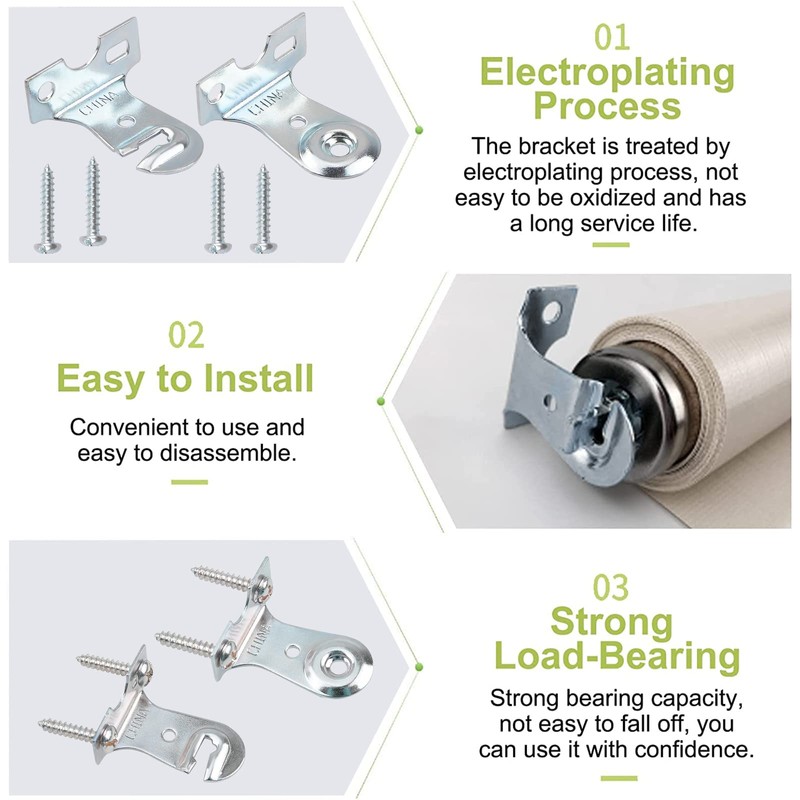 UFURMATE Roller Shades Bracket, 2 Sets Metal Roller Window Shade