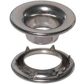 Stimpson 2RRGSWSSM100 Rolled Rim Grommet and Spur Washer Marine Grade Stainless Durable, Reliable, Heavy-Duty #2 Set (100 Sets)