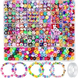 Lumbor37 Cuentas para Pulseras, para DIY Collares Manualidad Regalo, Kit para Hacer Pulsera, Exquisita Caja de Almacenamiento