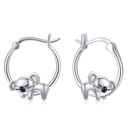 Koala Hoop Earrings for Women Girls Sterling Silver Small Animal Huggie Hoop Earrings for Sensitive Ears Koala Jewelry Gifts for Daughter