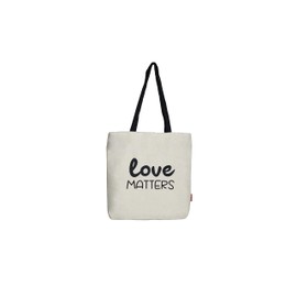 Hello-Bags. Canvas shopping bag. Outer: 100% cotton. Includes zip, lining and inner pocket. Packed in a kraft gift envelope. Model: "LOVEMATT". Colour: ecru/black., White (White), Beach bag