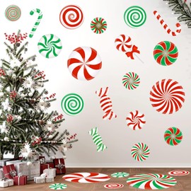 81 Pcs Christmas Candy Decals Christmas Wall Stickers Decorations Christmas Candy Floor Decals Christmas Decals for Wall Christmas Candy Stickers for Xmas Candyland Party Decorations