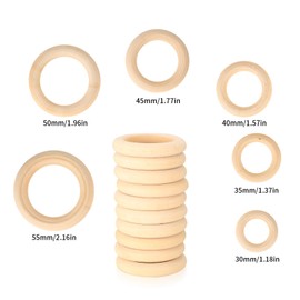 60 Pcs Wooden Rings, Natural Wooden Hoops, Smooth Unfinished Wood Macrame Rings, Wood Loop Ring for Jewellery Making Supplies, Craft, Pendant, DIY Connectors(3/3.5/4/4.5/5/5.5 CM)