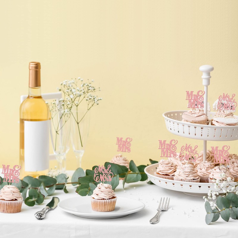 24 piezas de decoración de magdalenas de oro rosa con