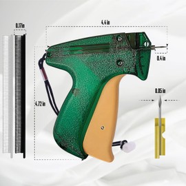 NAMAPRODX Mini Sticky Gun for Clothes Temp Fixes, Tagging Gun for Clothing, Buttoneer, Mending, Hemming Tool, Clothing Stapler Gun, DIY, Versatiles - 4500 Micro Fasteners & 1 Needle - Green with Case