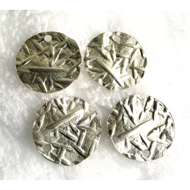 Handmade 925 Silver Hammered Textured Disk Circles x4 Connectors 1-Hole Findings Dangles