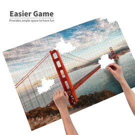 Golden Gate Bridge Jigsaw 1000 Pieces Puzzle for Adults - Educational Fun Games Or Toys for Elders and Friends - Scenic Series 19.7 * 29.5 Inches