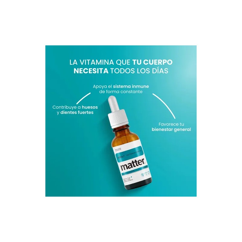 Vitamina D3 en Gotas Matter de 400 UI, Suplemento Libre