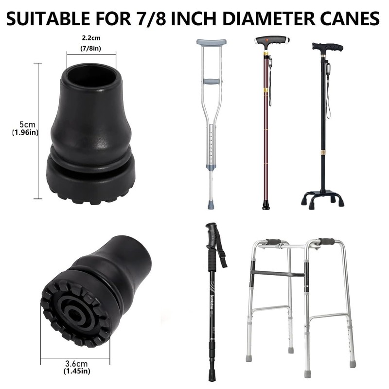 4PCS Rubber Cane Tips 7/8 Inch Heavy Duty Walking Cane