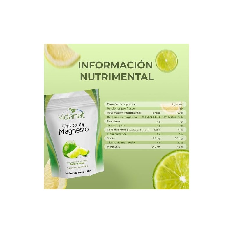 Citrato De Magnesio Limon 150gramos Vidanat