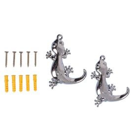 G Decor Pack of 2 Animal Silver or Gold Hooks, Shabby Chic, Vintage Coat Hooks (Chrome Lizard)