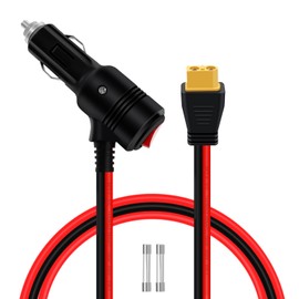 YINGAYOU Cavo XT60 Accendisigari con Interruttore 14AWG 20A Cavo Ricarica XT60 Accendisigari 12V 24V con LED Fusibile per Auto, Moto, Barche (2 m)
