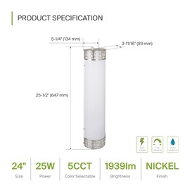 ASD 24 Inch LED Bathroom Vanity Light - Modern Dimmable 25W 2700K-5000K Adjustable Wall Mount Bar Light Fixtures, Ultra Bright Brushed Nickel Bathroom Lights Over Mirror - ETL 4 Pack