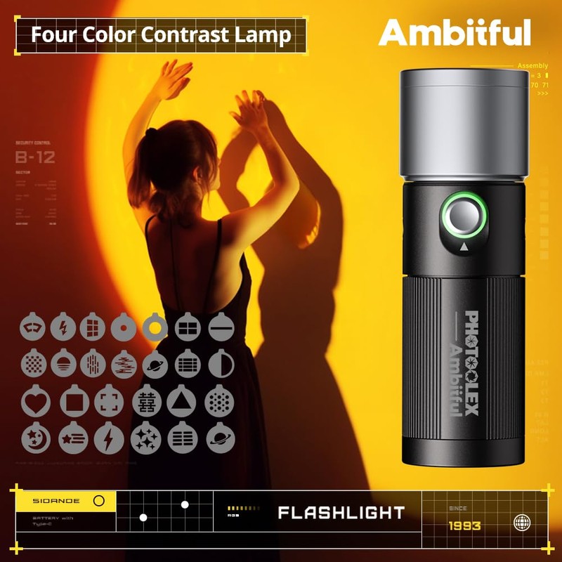AMBITFUL Handheld LED Photography Flashlight,4 Colors Portable Photography Spotlight with