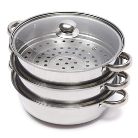 Steam Canner, Steamer Pot Stainless Steel 3 Tier - 28cm Steamer Pot with Glass Lid Food Veg Cooker Pot Cooking Pan Steaming Pot Dim Sum Cookware Steamer For Kitcken Cooking Tool