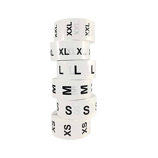 3500 Pcs 3/4" Clothing Size Round Stickers, White Stickers with