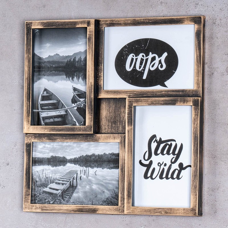 levandeo Picture Frame 4 Photos Black Copper Gold Stand Photo
