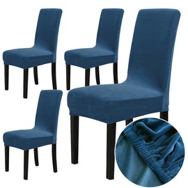 Chickwin Chair Covers, Set of 4, Velvet Chair Covers for Swing Chairs, Dining Room Chairs Covers for Wedding, Hotel, Kitchen, Banquet, Parties, Stretch Chair Covers (4, Royal Blue)