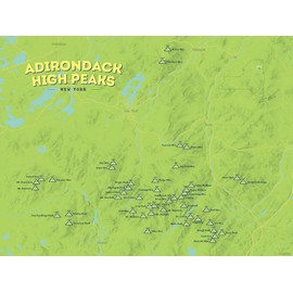 Adirondack High Peaks Map 18x24 Poster (Bright Green)