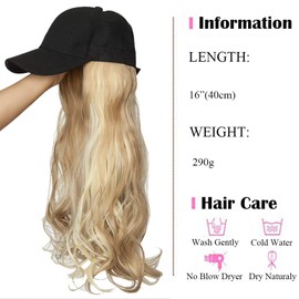 SEGO Hair Extension with Baseball Cap Wig Hair Extensions Wavy Hairpiece Like Real Hair Sandy Blonde & Blonde Bleach #12P613