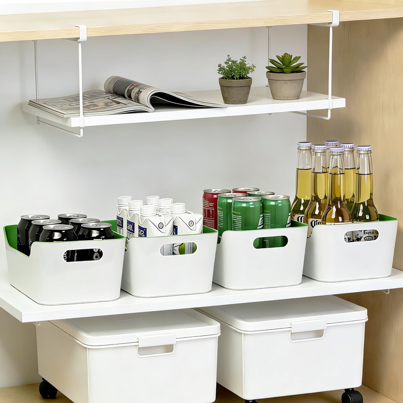 Small Plastic Storage Basket with Handles, Durable Organizer Bin, Open-Top