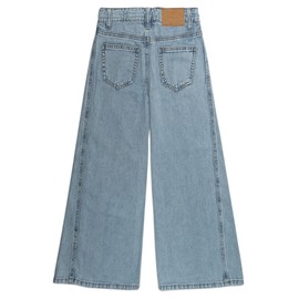 KIDSCOOL SPACE Girls Wide-Leg Jeans,Big Girl Baggy Denim Pants,Light Blue,12