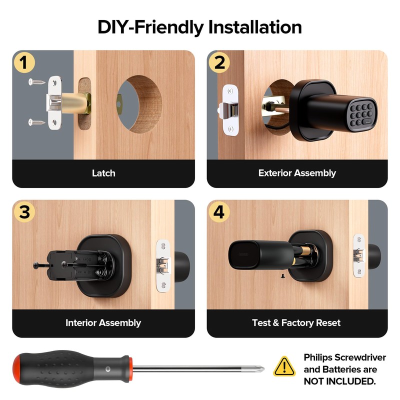 ThorBolt Fingerprint Door Lock with Keypad Door Knob, HomeKit Lock