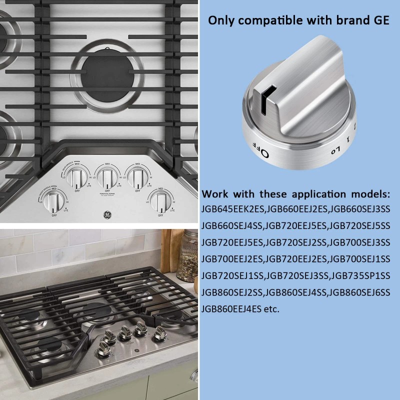 DPHealth 5PCS Stainless Steel Control Knob Compatible with GE Gas