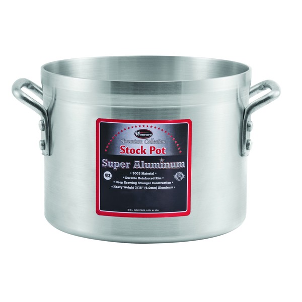 Winco USA Super Aluminum Stock Pot, Heavy Weight, 20 Quart, Aluminum