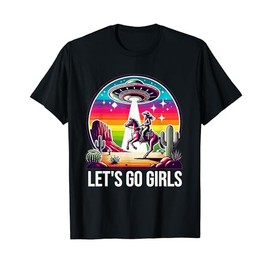 Space Cowgirl Let's Go Girls Cosmic Galactic Western UFO T-Shirt