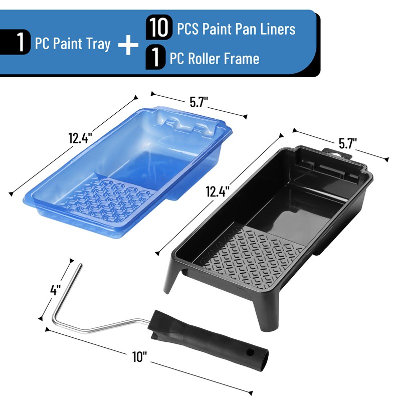 Bates- 4 Inch Paint Tray Set, 12 pcs, Black &