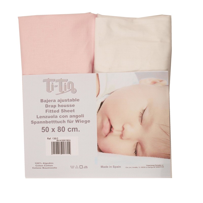 Ti Tin Pack of 2 Fitted Sheets for Cot Bed,