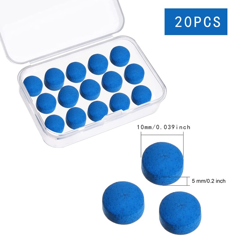Udewo 20 Pieces Cue Tips, 10mm Pool Tips Snooker Tips