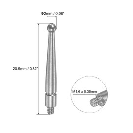 uxcell Contact Point for Dial Test Indicator, 2mm Diameter HSS (High-Speed Steel) Ball Tip M1.6x0.35 Thread 0.82" Length, 2 Pcs