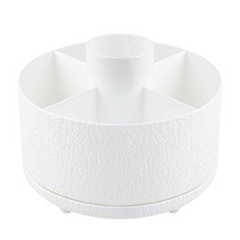 Bekeify Make Up Organiser 360° Rotating Brush Organiser Brush Holder Cosmetic Storage with 5 Compartments Cosmetic Shelf Dressing Table Organiser for Dressing Table Decor Bedroom Bathroom White