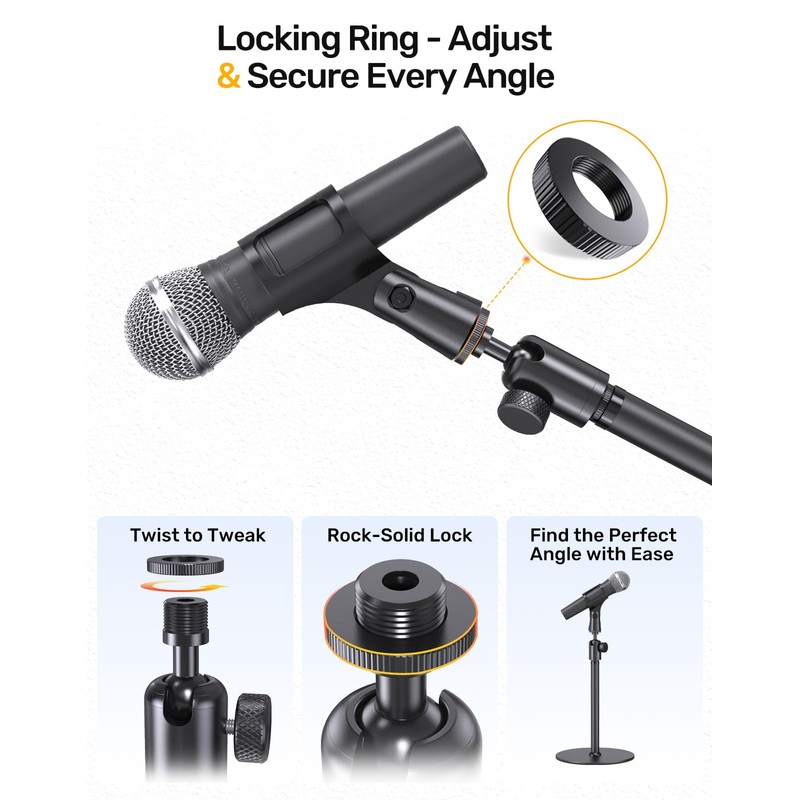 Ball and Socket Head Microphone Adapter with Angle Adjustment