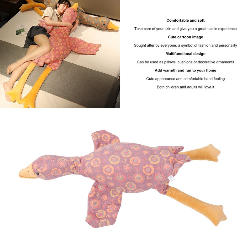 Goose Stuffed Animal Rose Pattern Soft Comfortable Cute Goose Plush