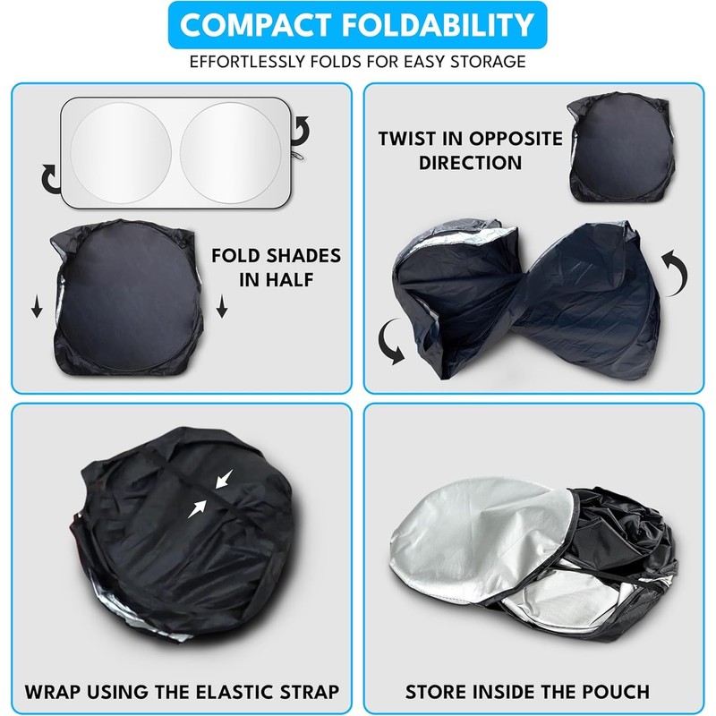 Car Windshield Sun Shade, Front Windshield Shade for Sun, Reflective