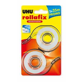 UHU Rollafix 25m x 19mm Clear Non Yellow Tape with Refill Pack