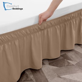 Bed Skirt King Size Wrap Around Style by Comfort Beddings 100% Cotton Blend Fabric, Premium Tailored Fit 1pc Bedskirt King Size 16" Drop Length Taupe Solid