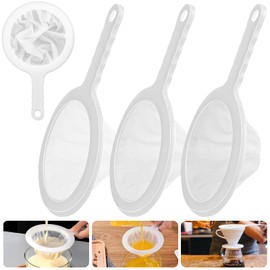 Bomtop Fine Strainer, Pack of 3 Ultra Fine Nylon Filter with Handle 100/200/400 Mesh, Nylon Sieve Kitchen, Hair Sieve Kitchen, Pasta Strainer, Kitchen Strainer, Plastic with Handle for Juice, Coffee,
