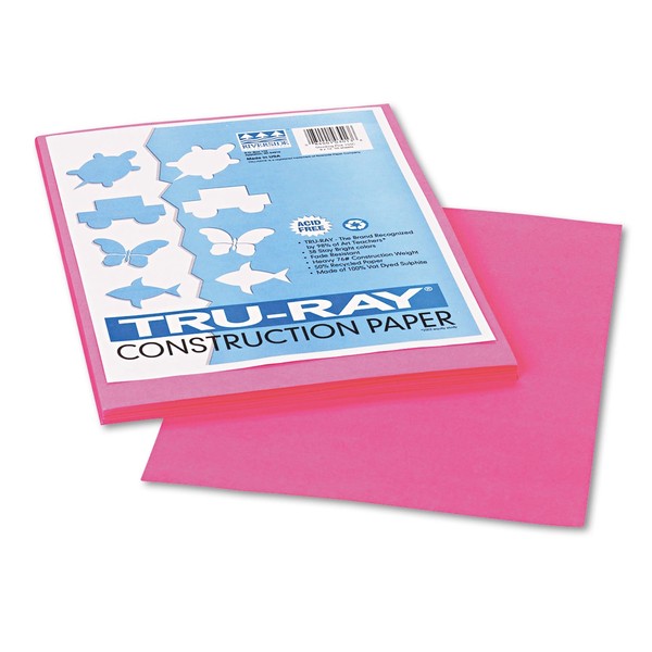 Pacon 103013 Tru-Ray Construction Paper, 76 lbs., 9 x 12, Shocking Pink, 50 Sheets/Pack