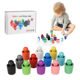 EliphonTowne Colour Sorting Cups - Sensory Peg Dolls in Cups for Children to Identify and Match Hue, Colored Colour Sorting Toys for Toddlers to Cultivate Cognitive Abilities