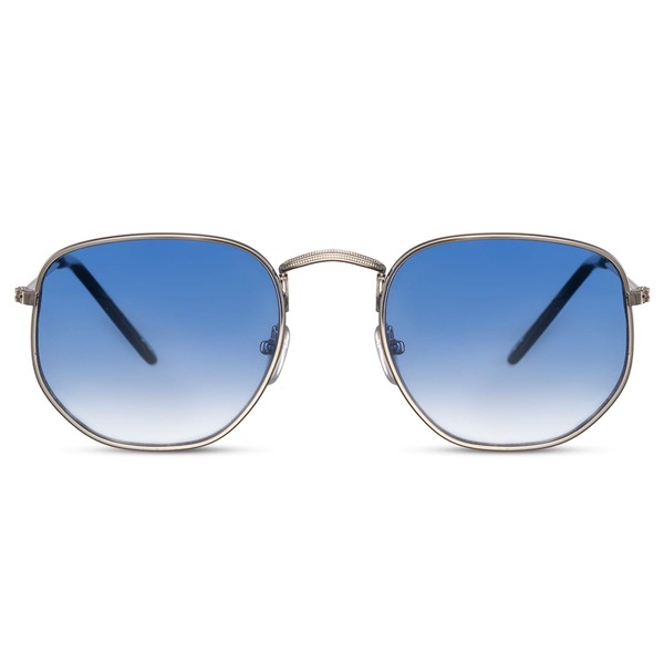Cheapass Sunglasses, Hexagonal Round, UV 400 Mirrored Gradient, Glass Colour