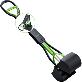 ZOMISIA Pooper Scooper for Small to Large Dogs, Non-breakable Pet Poop Scoop Heavy Duty, Suitable for Yard of Different Surfaces, Pick Up Tool with Foldable Long Handle, Green