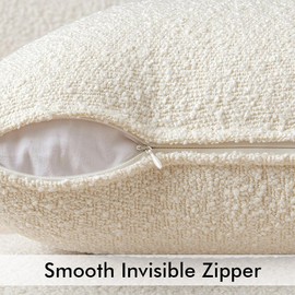 Woaboy Pack of 1 Decorative Throw Pillow Cover Pillowcase Textured Boucle Square Sofa Couch Pillow Home Decor for Living Room Woven Modern Cushion Case 24 x 24 Inch Pure White