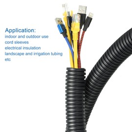 DMiotech 25mmx20mmx1m PP Non-Split Corrugated Tube Indoor and Outdoor Cord Management Wrap Teddy Office Garden